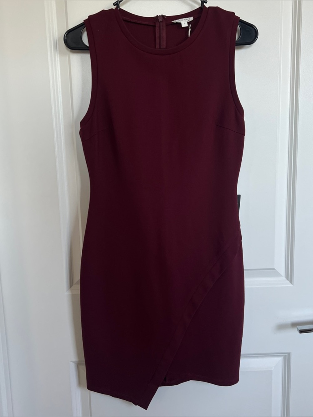 Burgundy Sleeveless Asymmetrical Sheath Dress